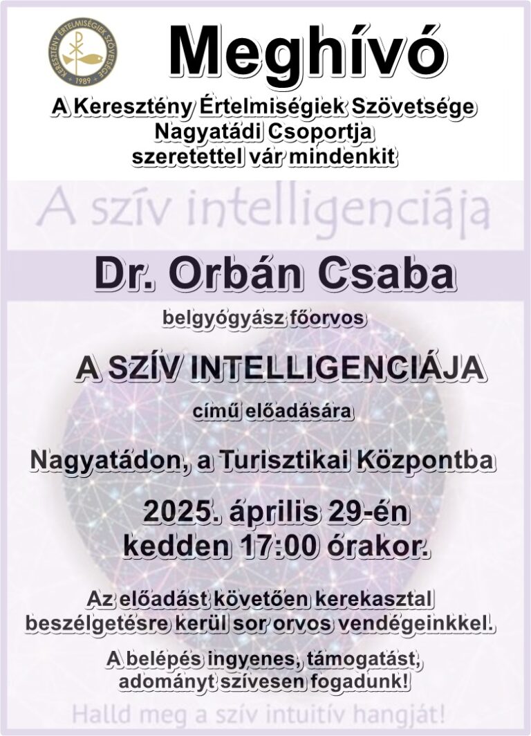 Dr. Orbán Csaba előadása ma 17:00 órakor Nagyatádon a Turisztikai Központban